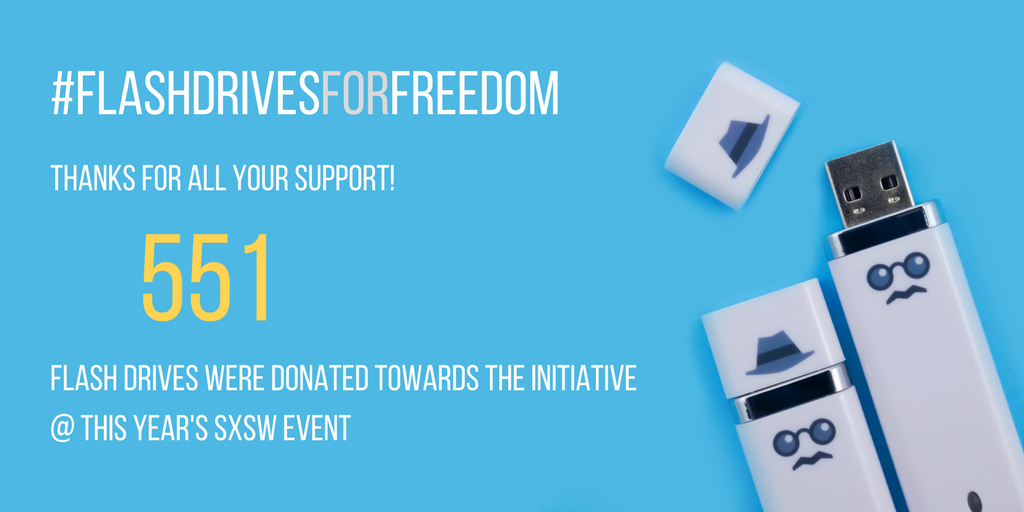 551 USB Flash Drives donated to Flash Drives for Freedom