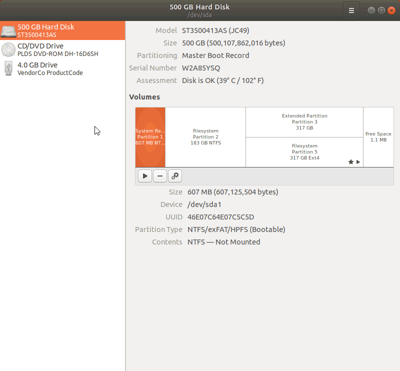 Using the Ubuntu Disks utility to format a USB flash drive