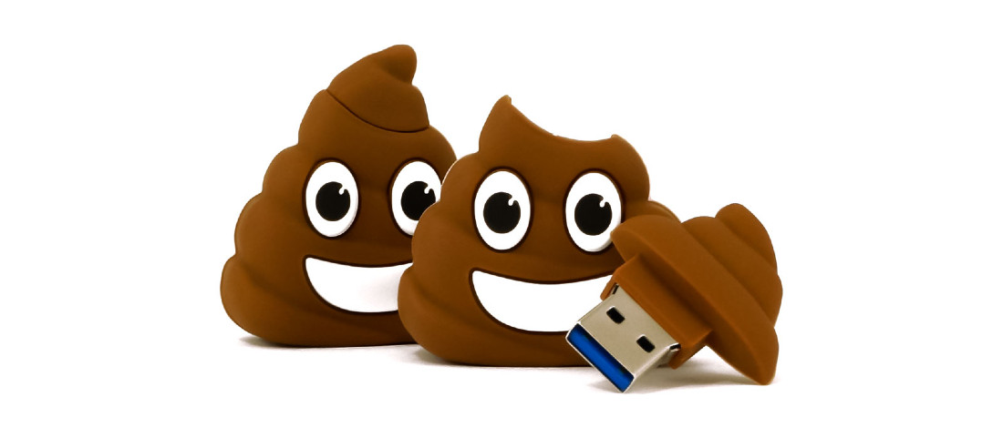two poop emoji USB 3.0 flash drives 