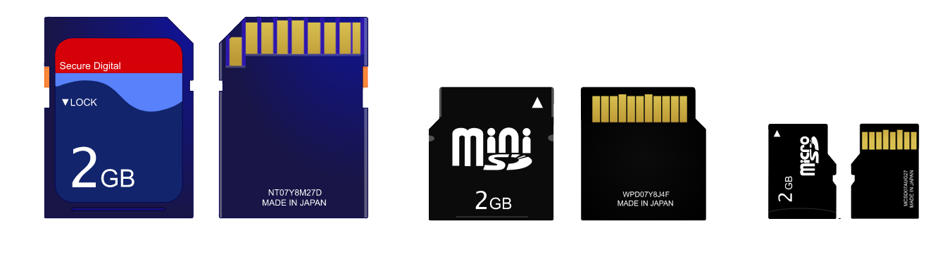 different variations of SD Cards 