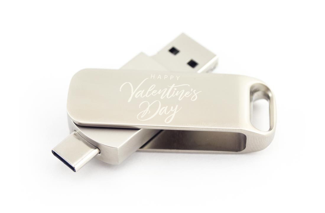 Our Pivot Custom Flash Drive with laser engraving