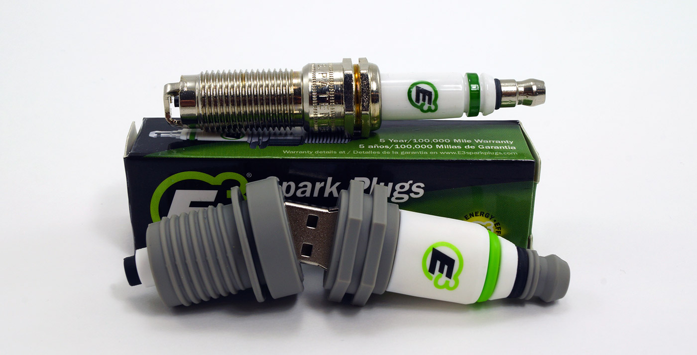 Custom Shape E3 Spark Plug Flash Drives 3