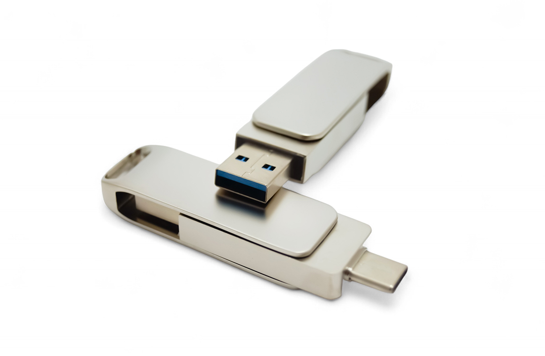 Dual Customizable USB Flash Drive Pivot Style